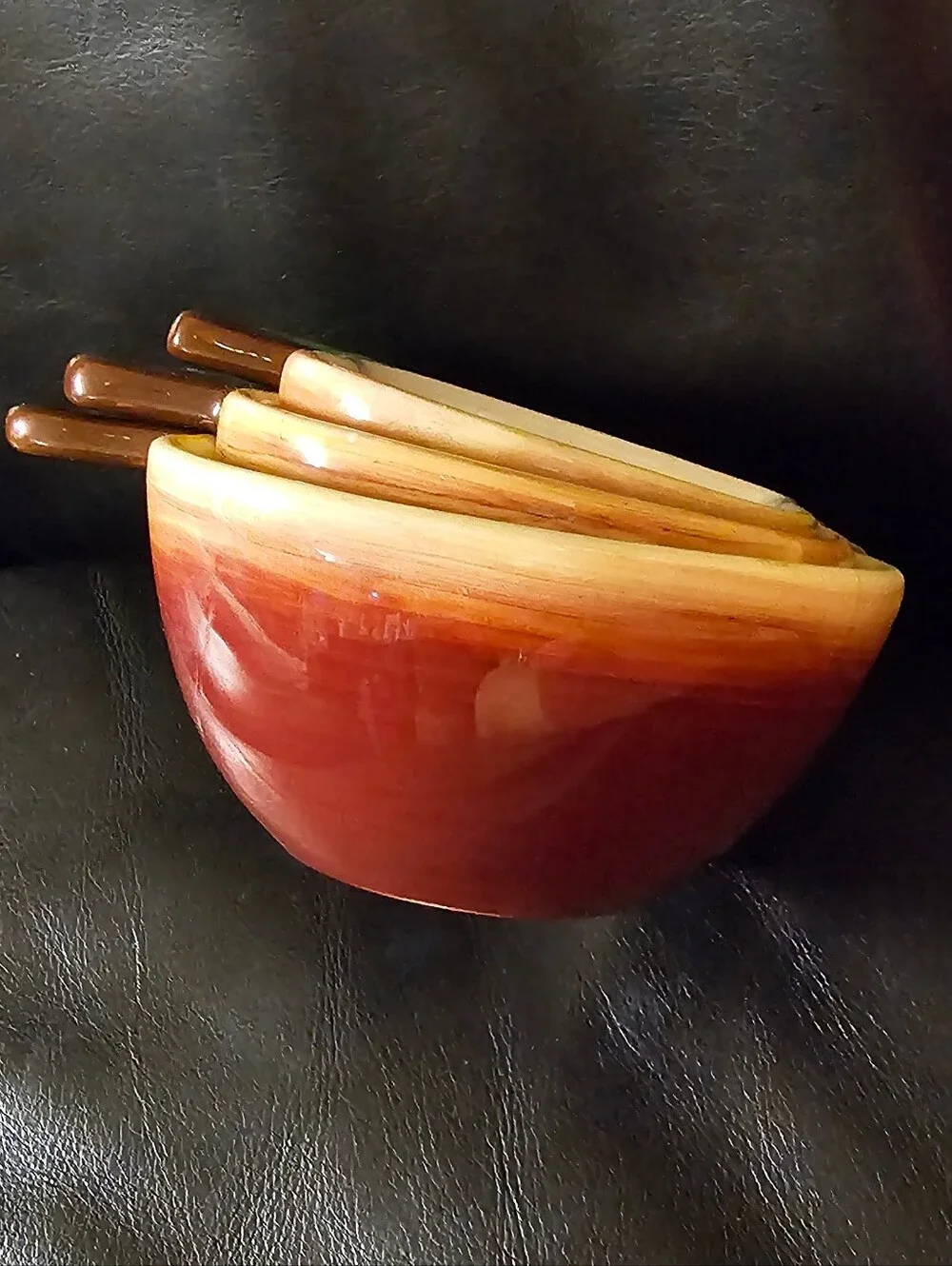 Apple-Shaped Ceramic Nesting Measuring Cup Set of 3 EUC